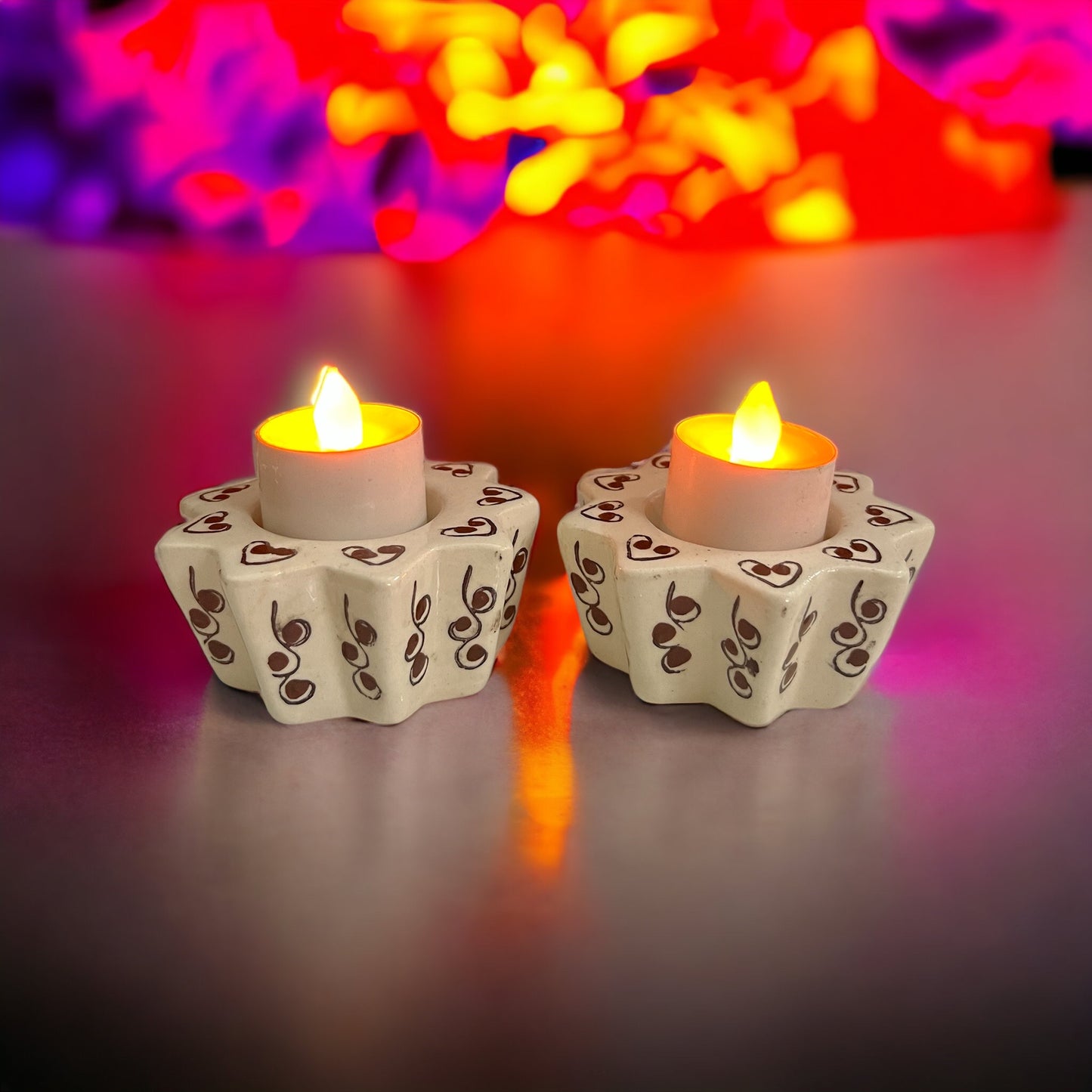 SOULCRAFTZ T Light Holders for Home Decoration, Candle Holders for Home Décor Tealight Stand Candle Stand for Home Decoration T Light Holder Diya for Diwali, Pack of 10 wax candles & 5 holders