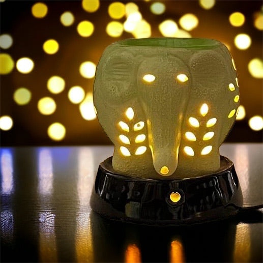 SOULCRAFTZ Handcrafted Elephant Shaped Ceramic Electric Aroma Diffuser| Aroma Oil Burner for Aromatherapy| Home Decor and Fragrance with Aroma Oils(Lavender & Lemon Fragrance 20ml Each)