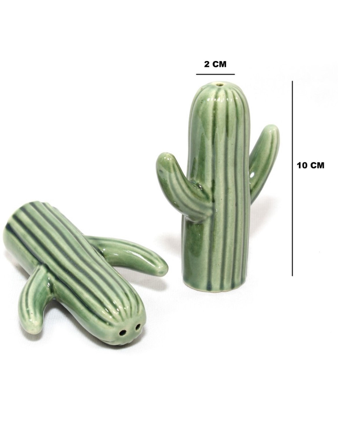 SOULCRAFTZ Salt and Pepper | Seasoning & Spice Shakers | Cactus Set Holder Dispensers Pepper Condiment 2 Pcs | (Green)